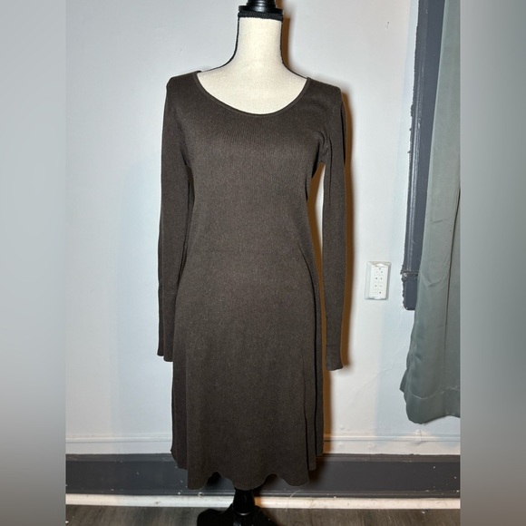 Peruvian Connection Dresses & Skirts - Peruvian connection brown Pima cotton long sleeve  dress size M